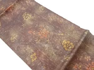 縞に花唐草模様織出し名古屋帯